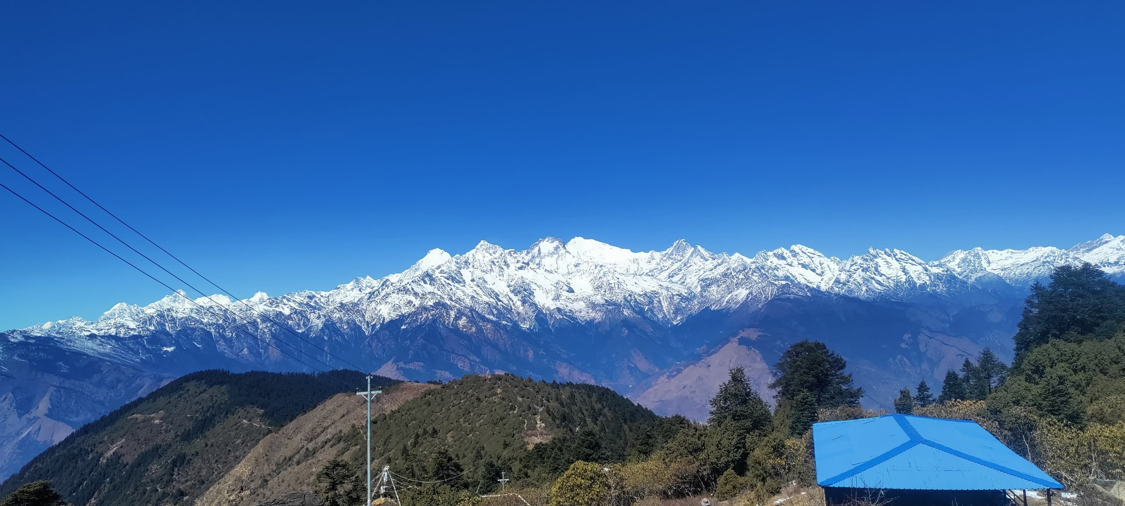Panoramic Himalayan mountain range from Gosaikunda region