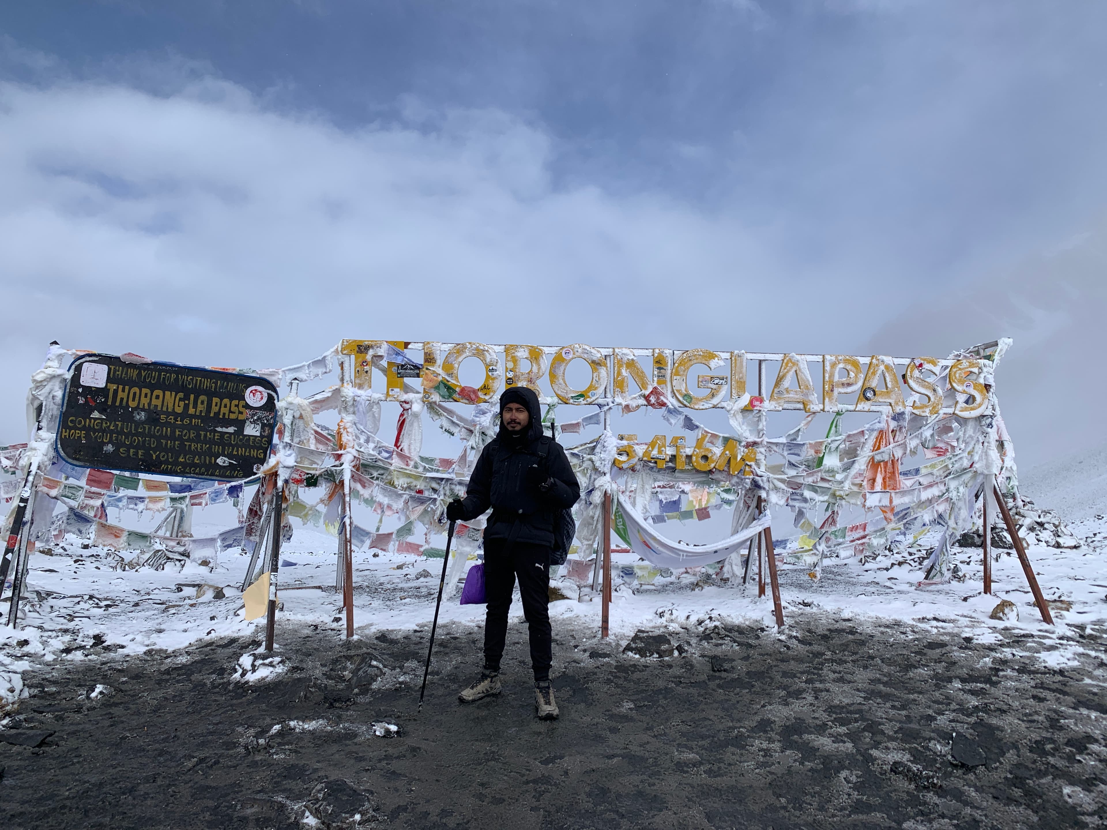 The Final Push Through Snow at Thorong La