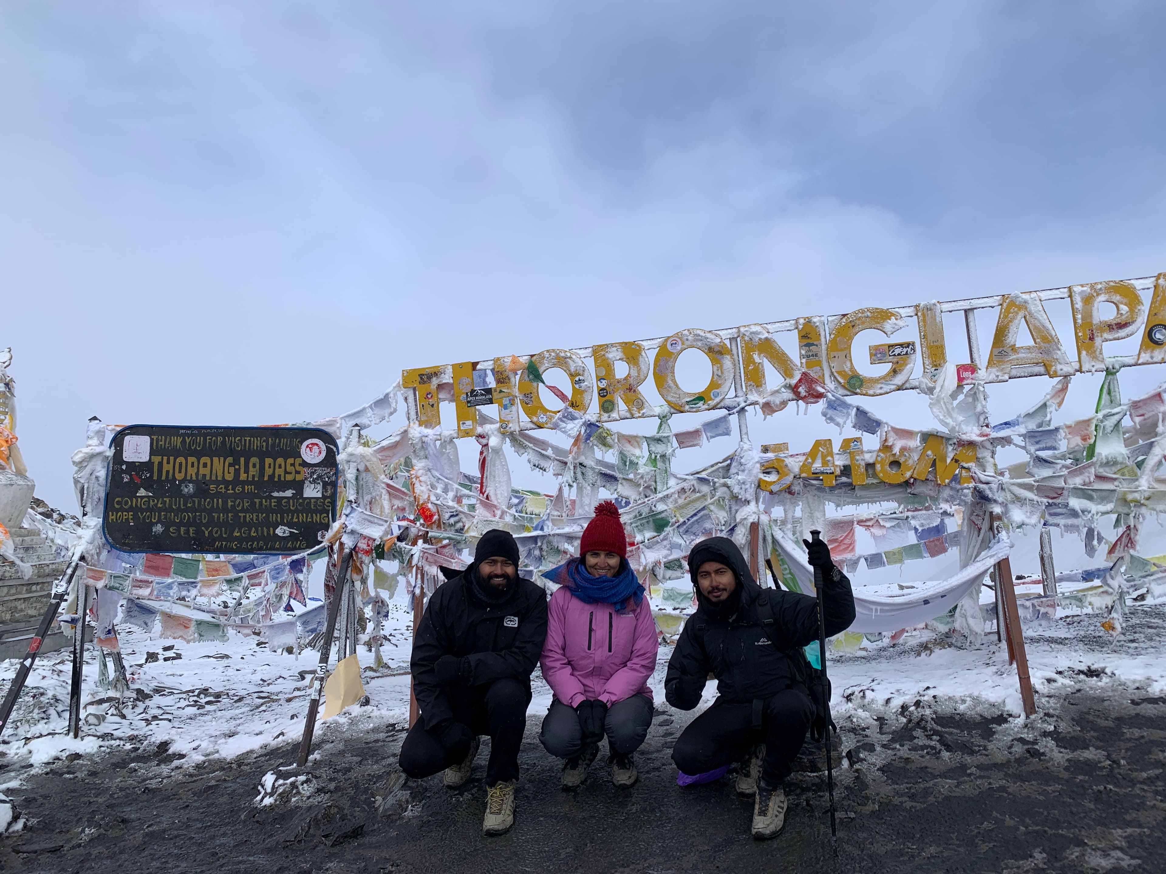 Prayer flags waving at summit
