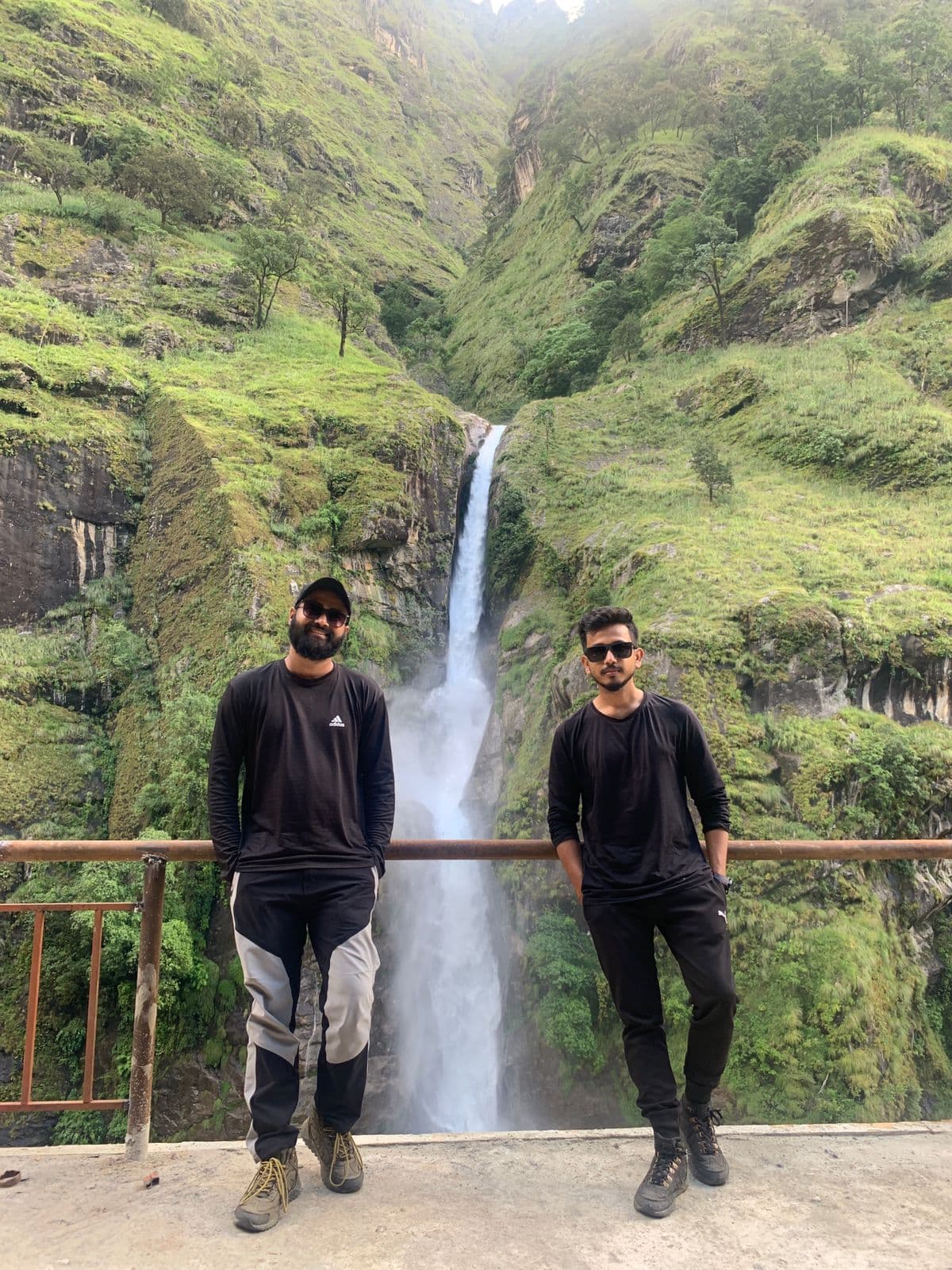 Group at beautiful waterfall