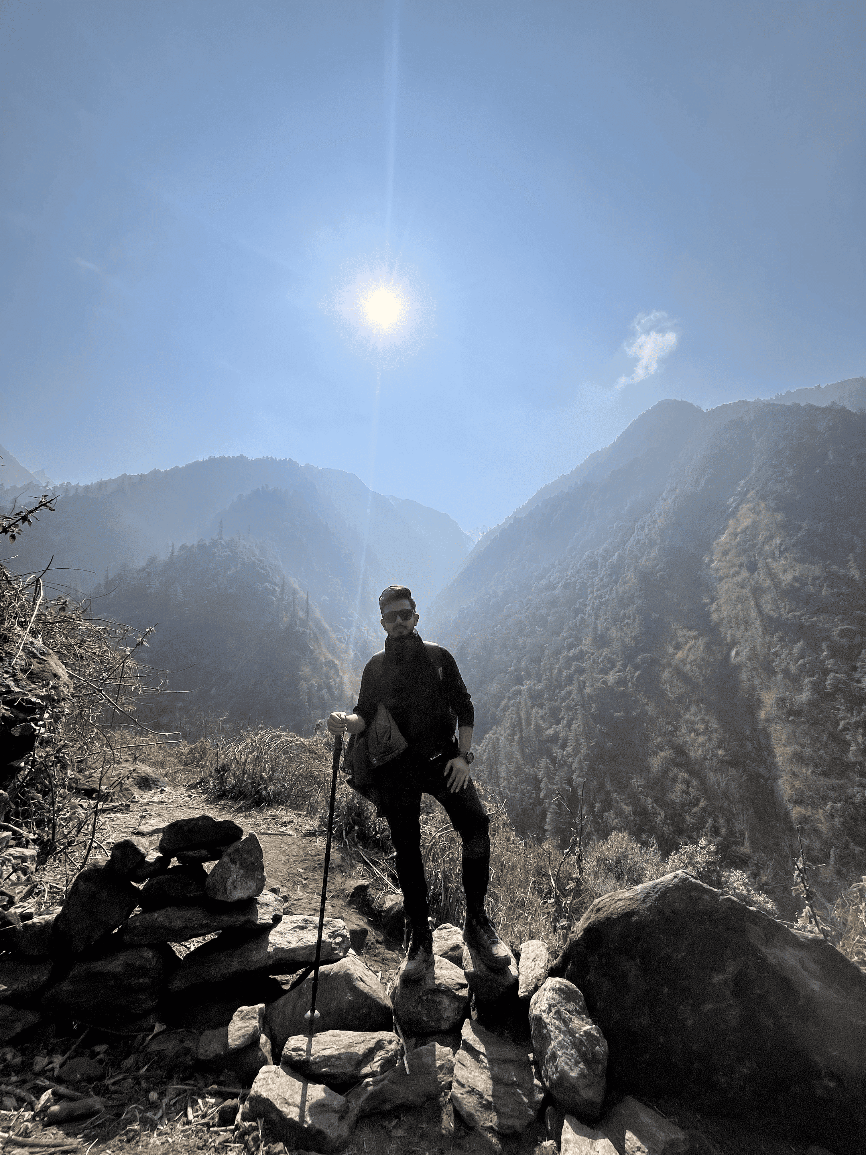Morning light over Langtang mountains
