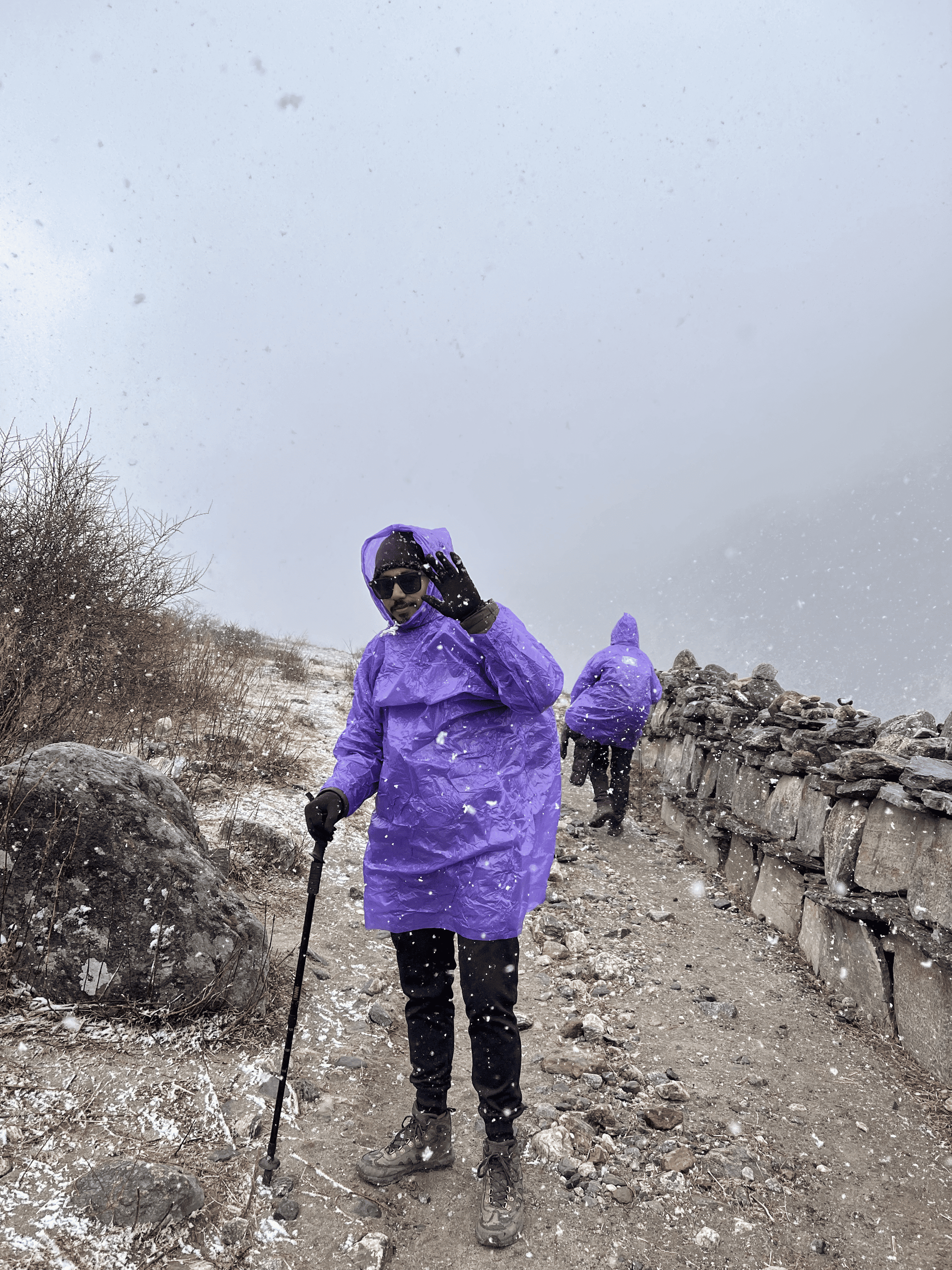 Trekking through rocky Langtang terrain