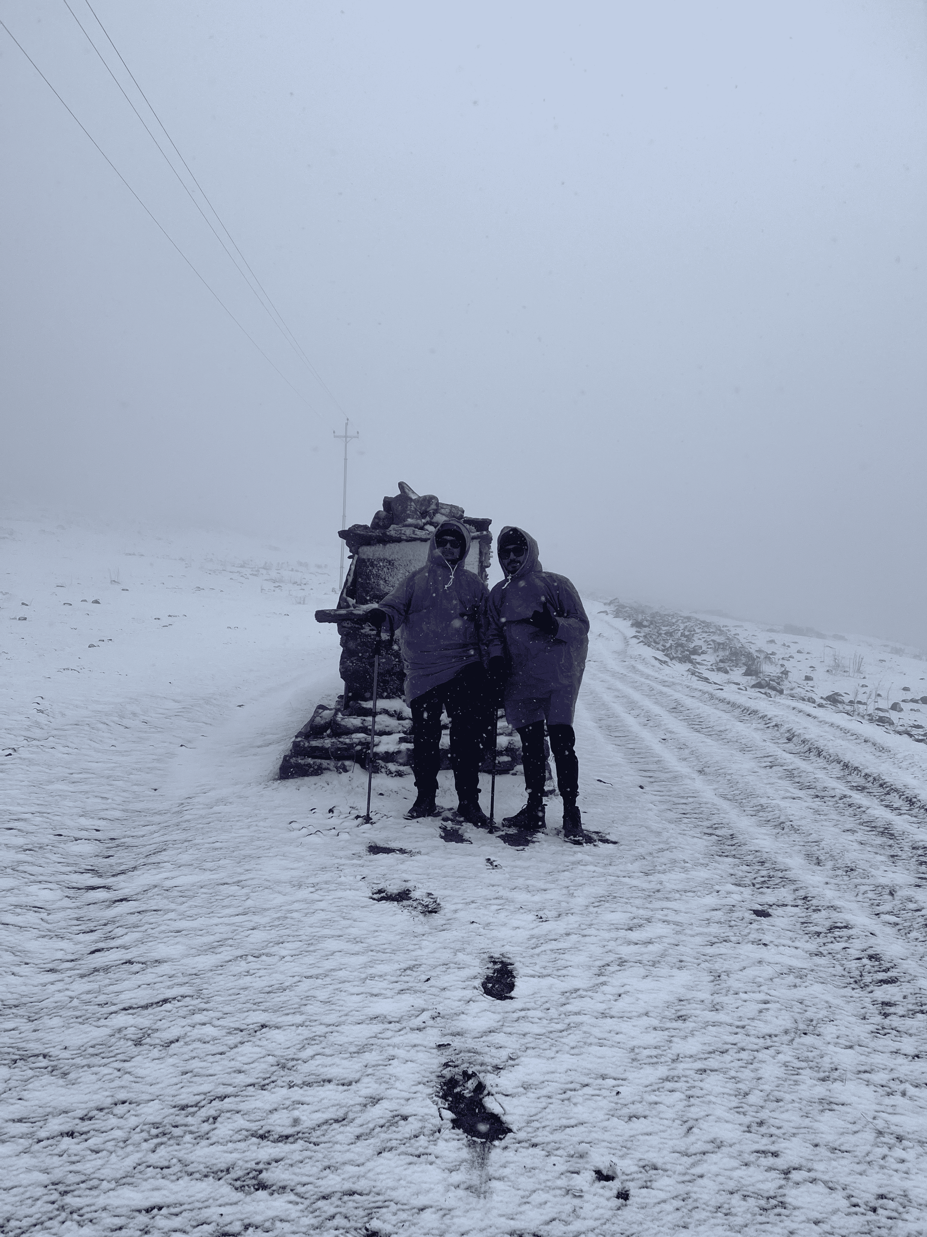 Hiking through snow-covered Langtang trail
